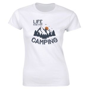 Half It Tops - Life Is Better Camping Mountain Climbing T-shirt Half It Tops - Life Is Better Camping Mountain Climbing T-shirt